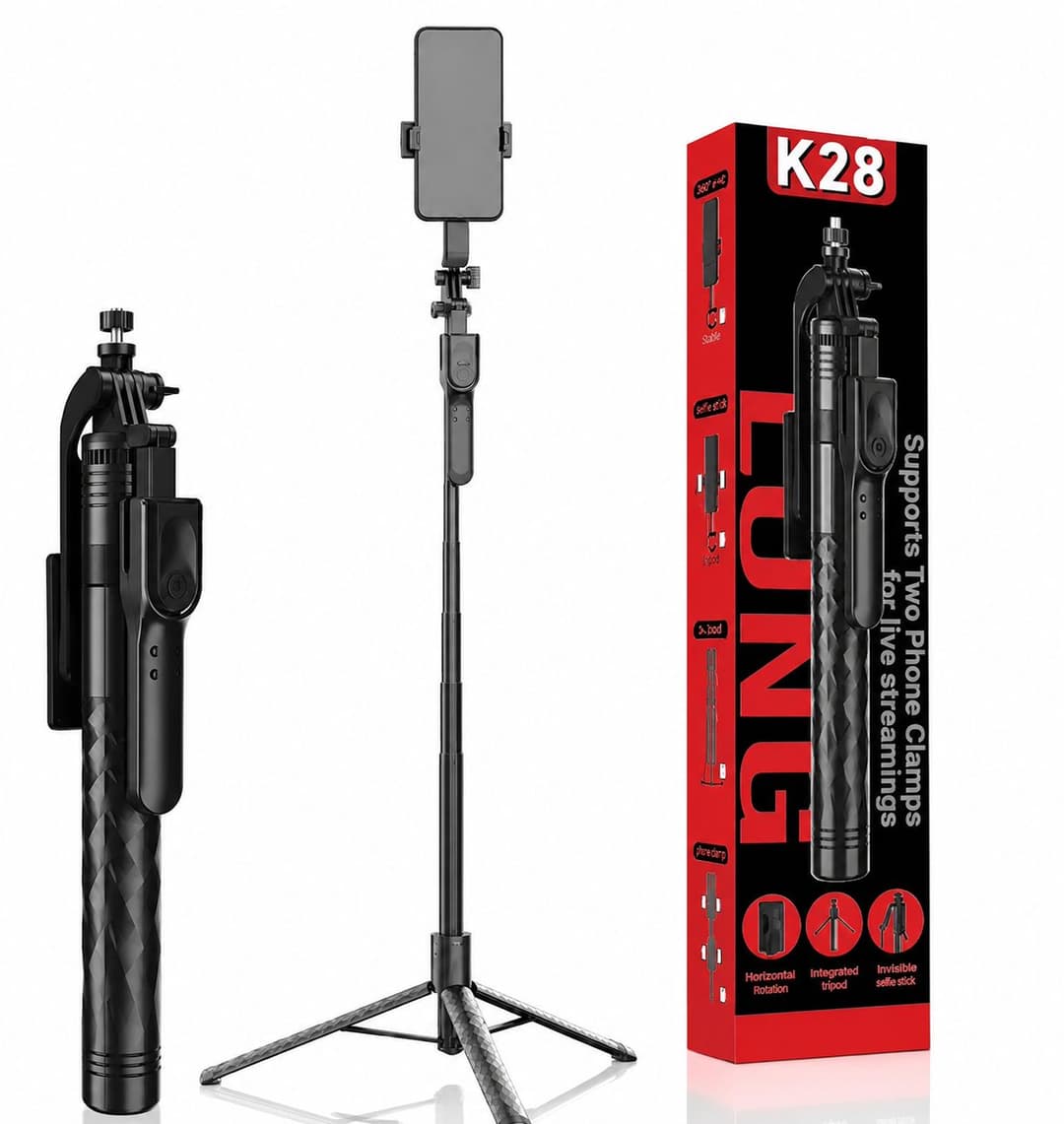 Gigaware K28 Selfie Stick For Mobile With Tripod Bluetooth Remote And LED Light 4