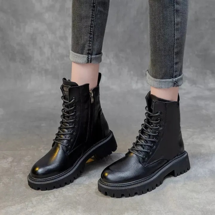 2022 New Mid Calf Boots Women Autumn Winter Fashion Lace-up Zipper Platform Boots - Fashion | Womens Footwear | 1