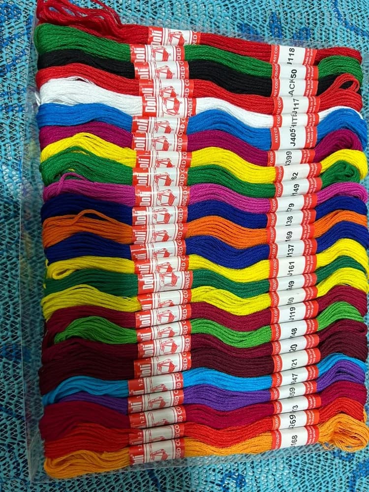Doli Hand Embroidery Thread Different Colour 10 Pc Set | Cotton Multicolor Embroidery Thread For DIY Projects - 10 Pcs 1