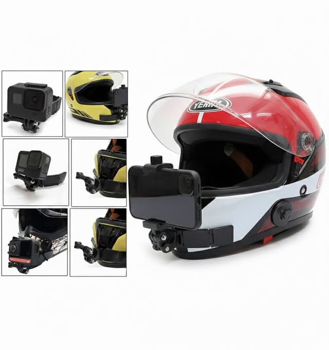 Motovlog Helmet Chin Mount Plus Phone Holder for All Mobile and Gopro