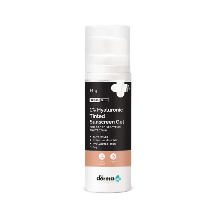 The Derma Co 1% Hyaluronic Tinted Sunscreen Gel for Broad Spectrum Protection - 50g 1