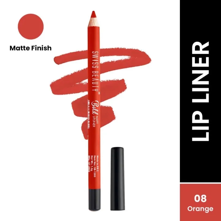Swiss Beauty Bold Matt Lip Liner Pencil- 8 Orange Red 1