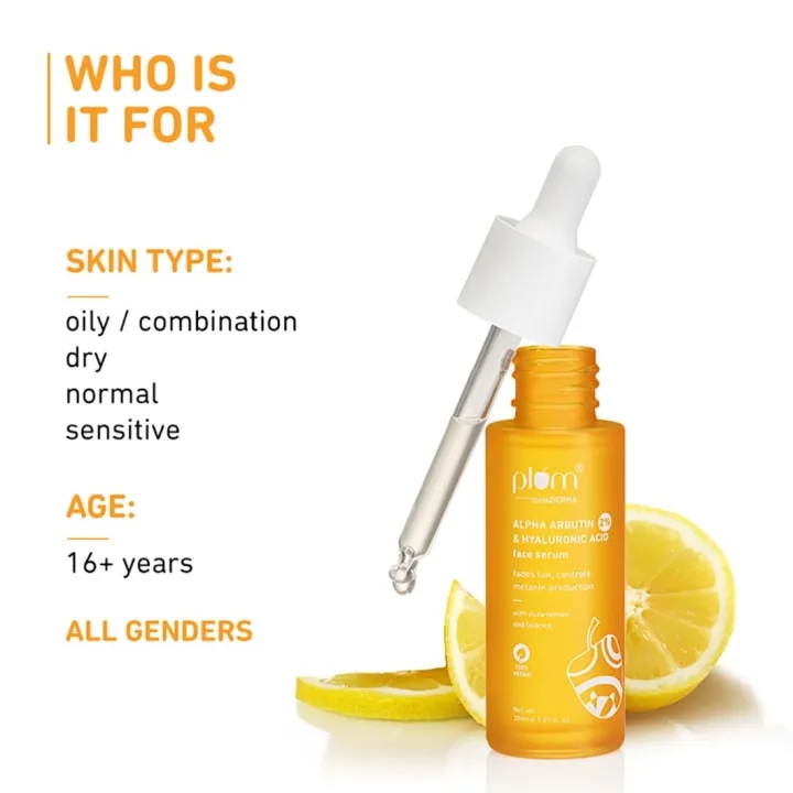 Plum 2% Alpha Arbutin & Hyaluronic Acid Face Serum With Yuzu Lemon (30ml) 2