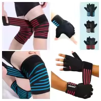 Leg Sleeve 1 PC Knee Pad With Gloves Bandage Compression Braces 170cm Sports Knee Wraps Straps for Gym Workout Weightlifting Fitness 1