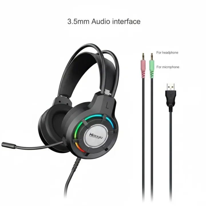Wooyu G18 RGB Light Gaming Headset Headphone with Built-in Microphone and Volume Control 5
