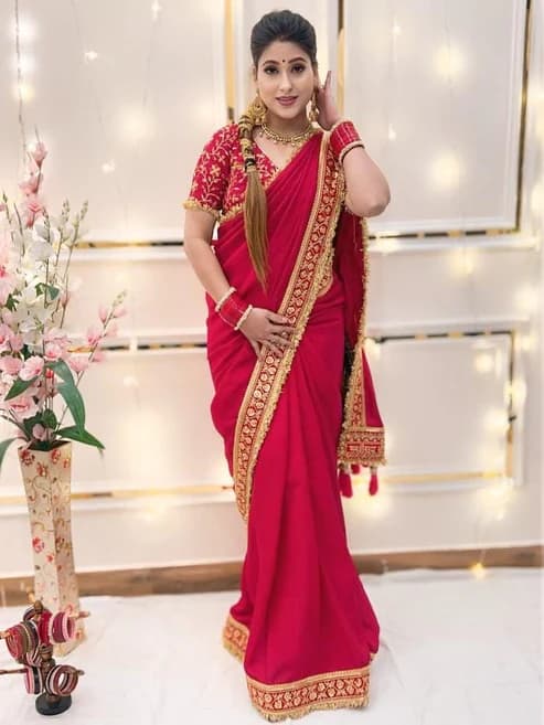 Wedding Special Pink Gold Panetar Saree With Blouse