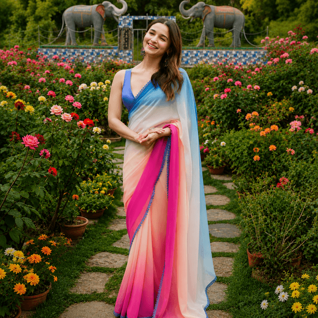 Alia Bhatt Georgette Saree With Blouse