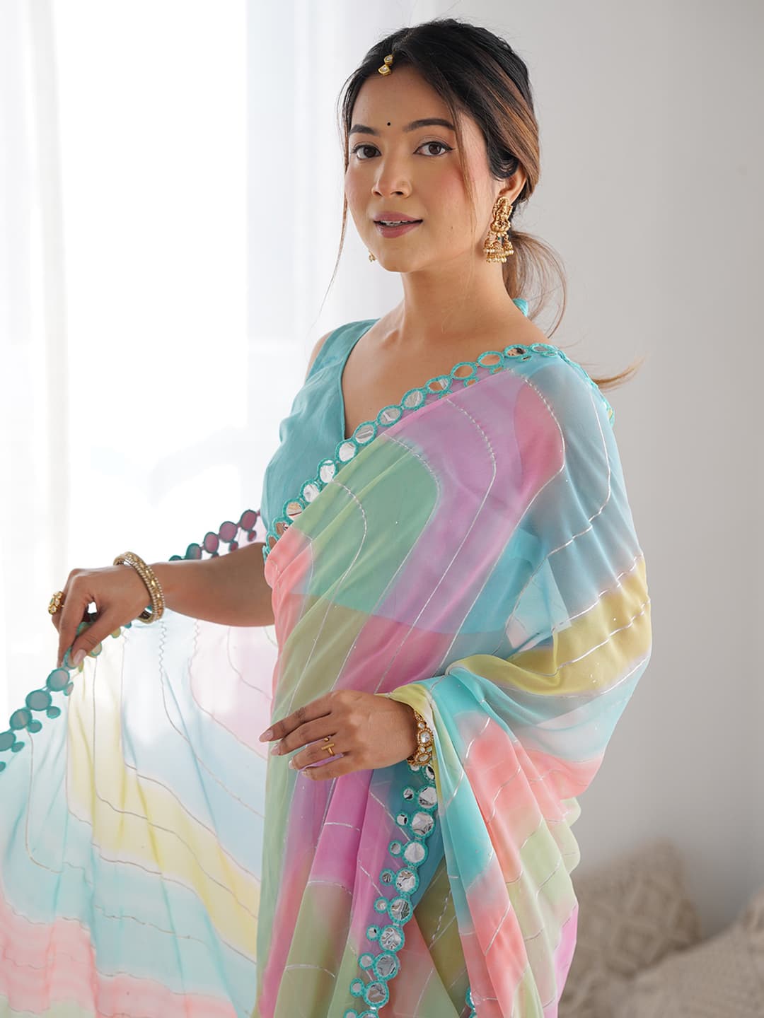 Tasrika Printed Bollywood Georgette Saree (Multicolor) 1