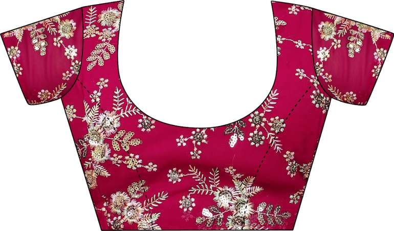 Awafu Embroidered Bollywood Georgette Saree With Blouse( Pink ) 7
