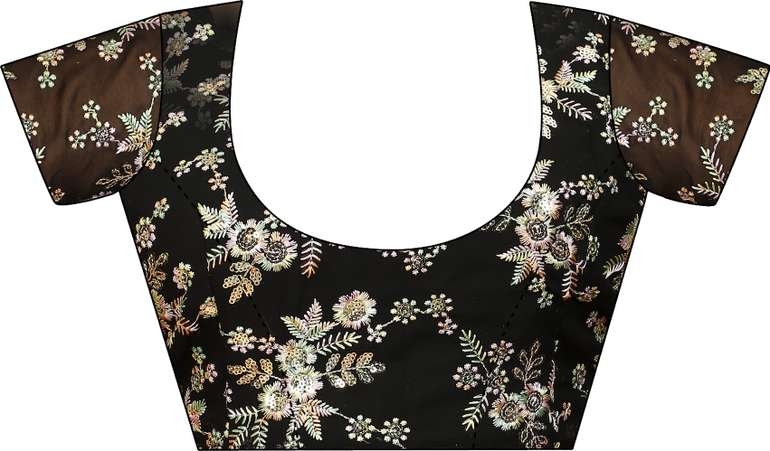 Awafu Embroidered Bollywood Georgette Saree With Blouse( Black) 4