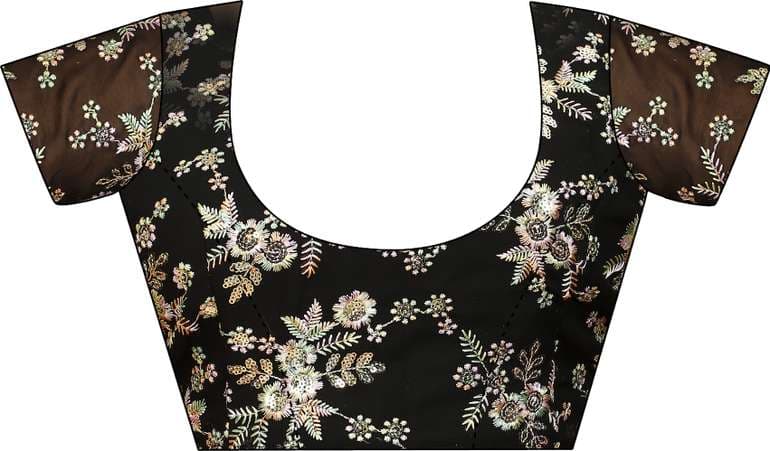 Awafu Embroidered Bollywood Georgette Saree With Blouse( Black) 3