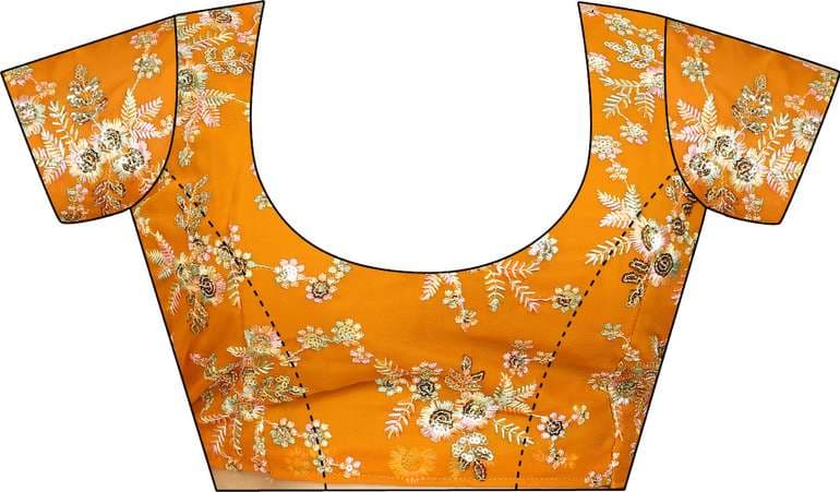 Awafu Embroidered Bollywood Georgette Saree With Blouse ( Yellow ) 6