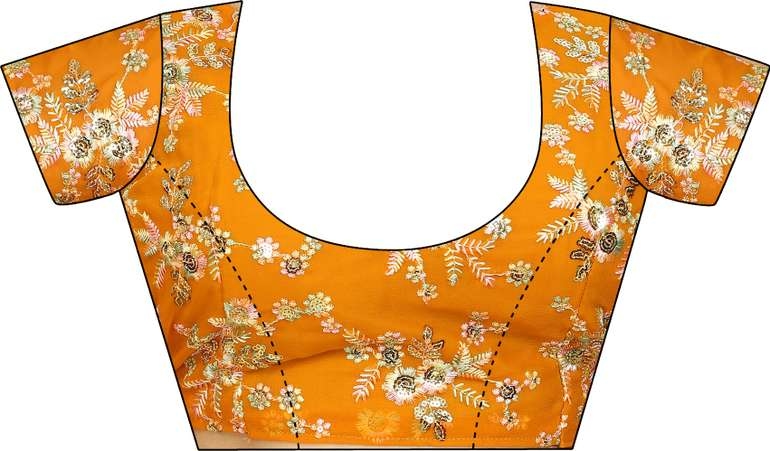 Awafu Embroidered Bollywood Georgette Saree With Blouse ( Yellow ) 7