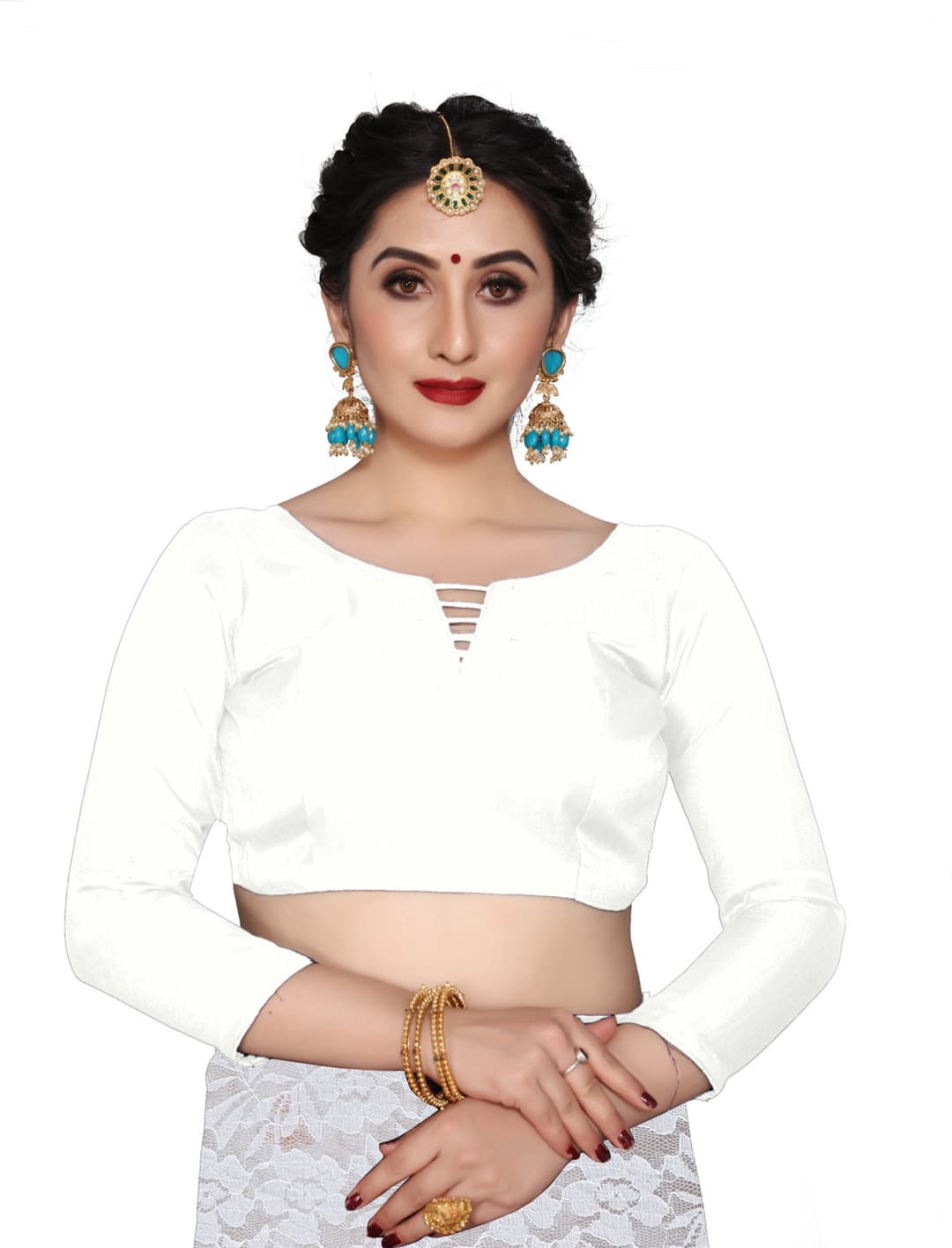 Awafu Bollywood Net Saree White 4