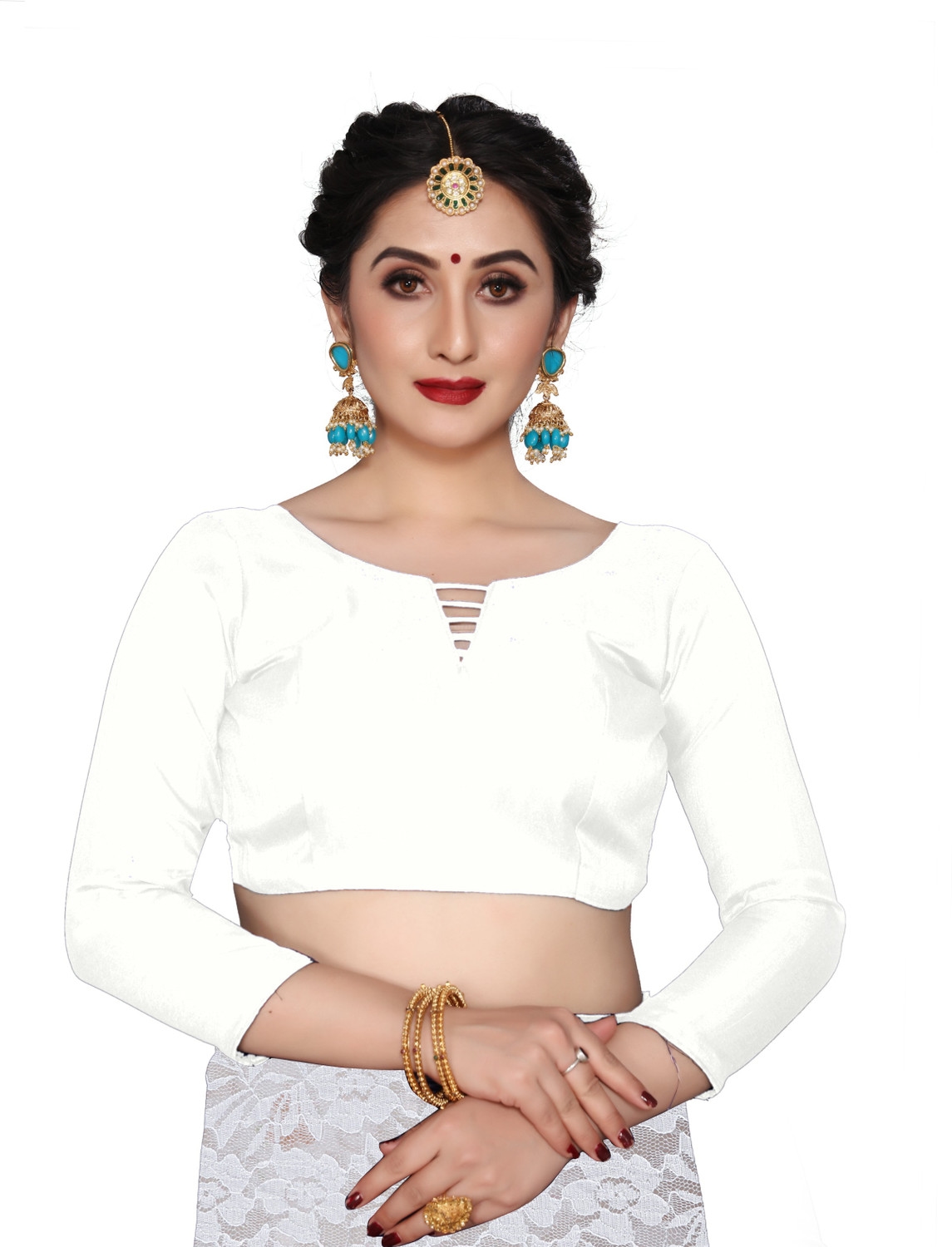 Awafu Bollywood Net Saree White 5