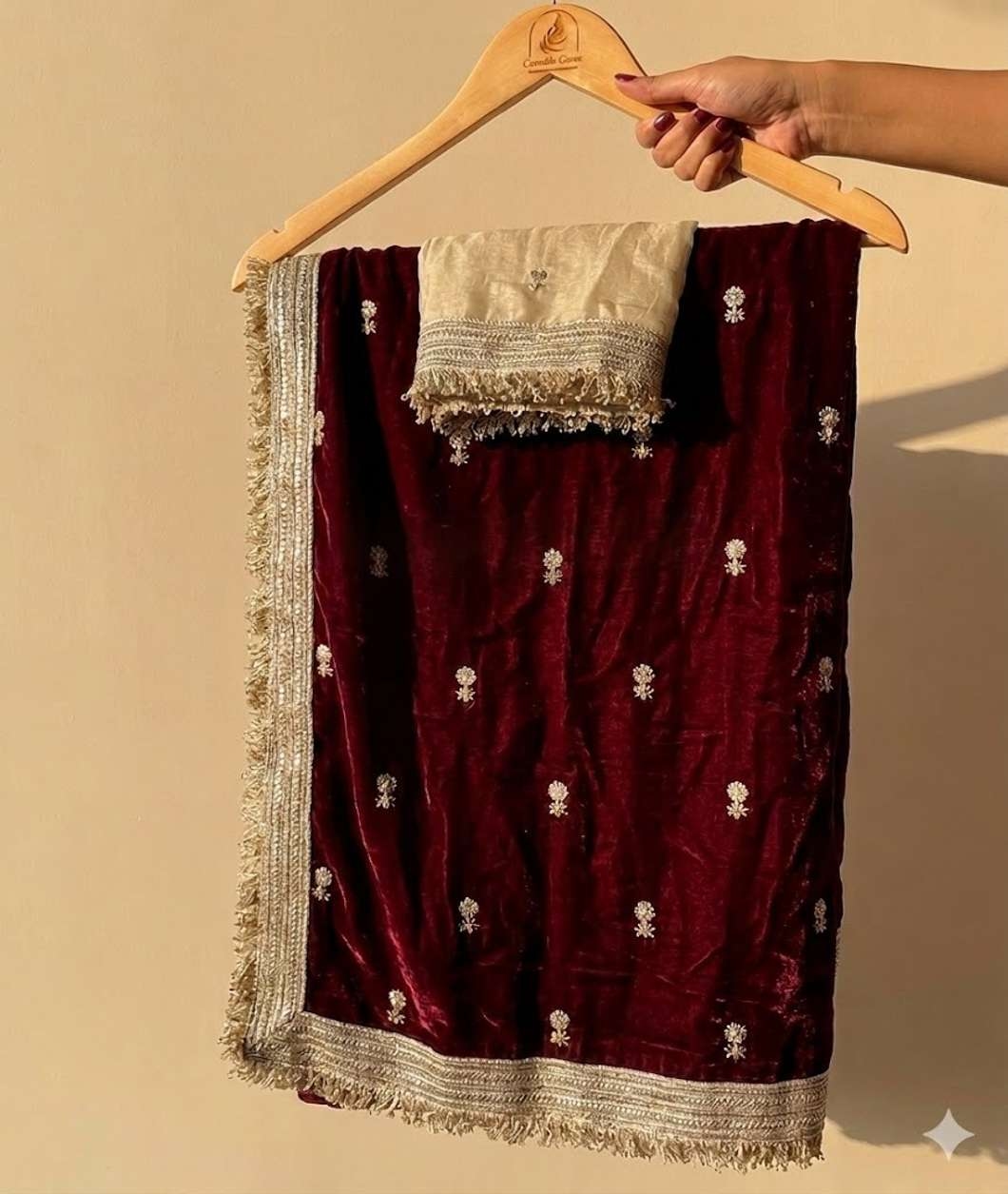 mbroidered Bollywood Pure Silk, Satin Saree (Maroon) 4