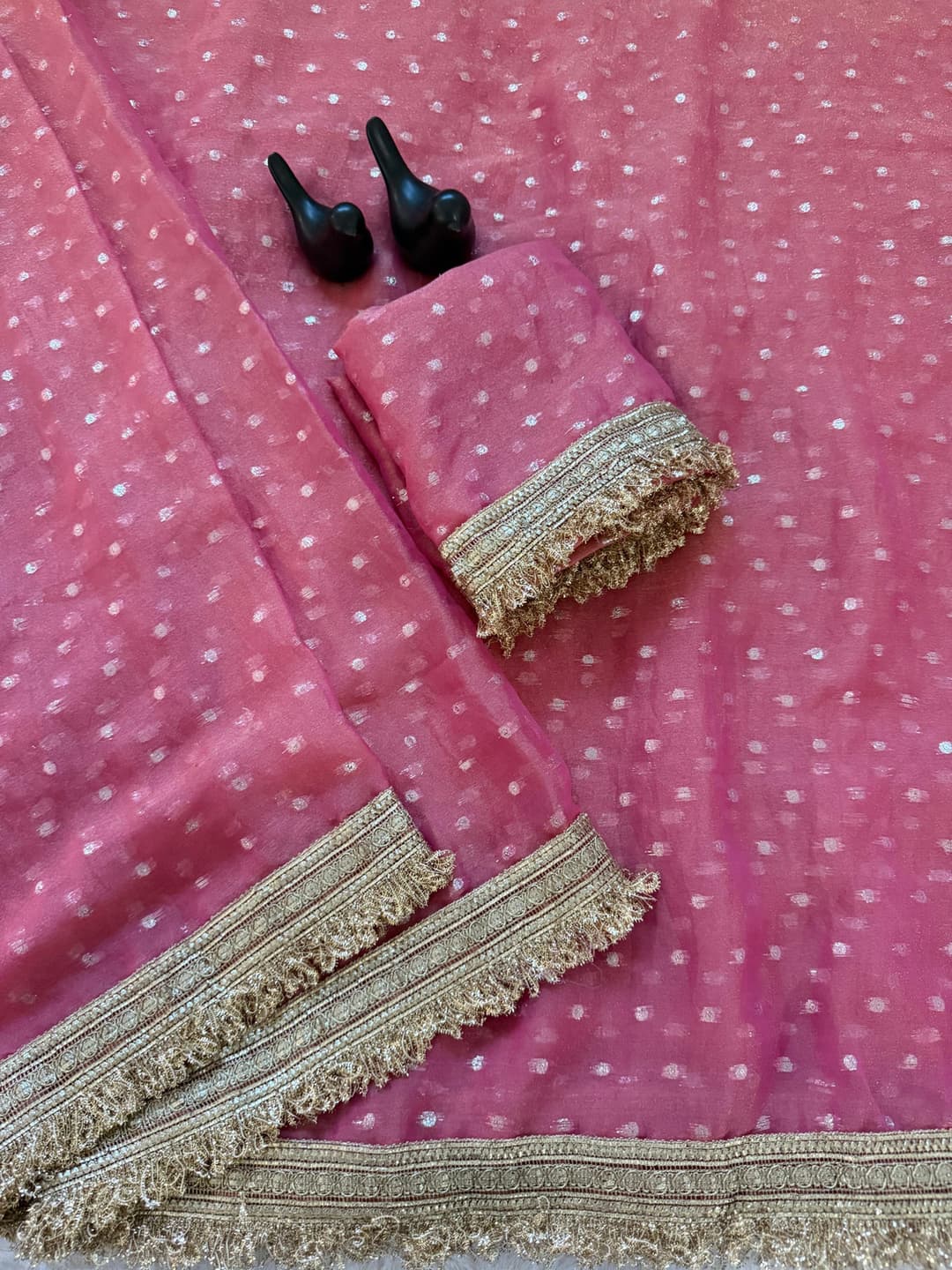 Saree satin pink 4