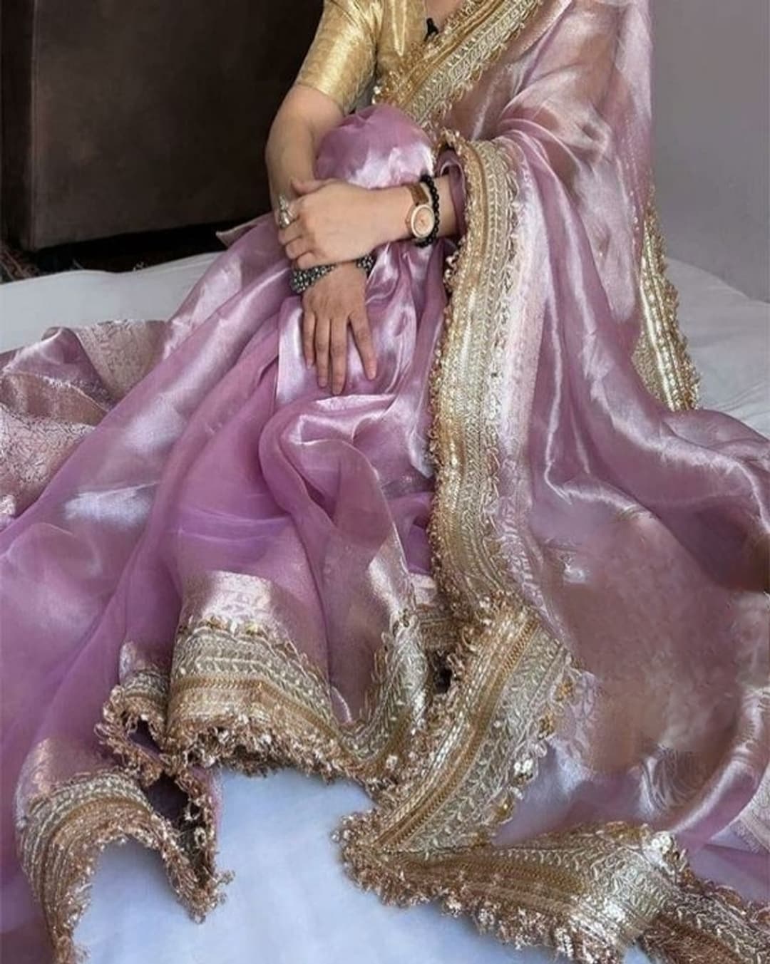 Shivshakti Collection Banarasi Tissue Saree (Pink) 1