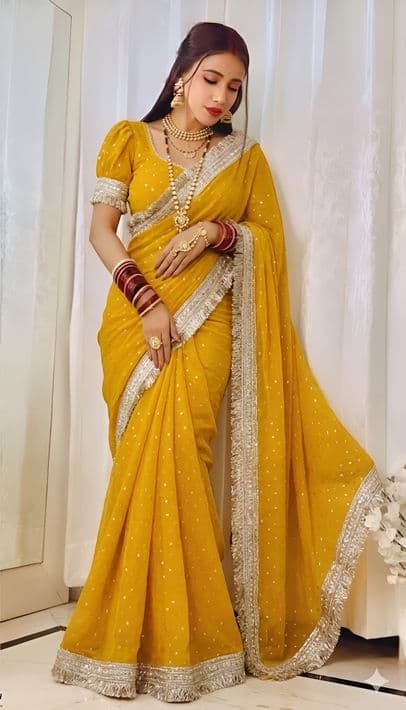 Saree satin pink 5