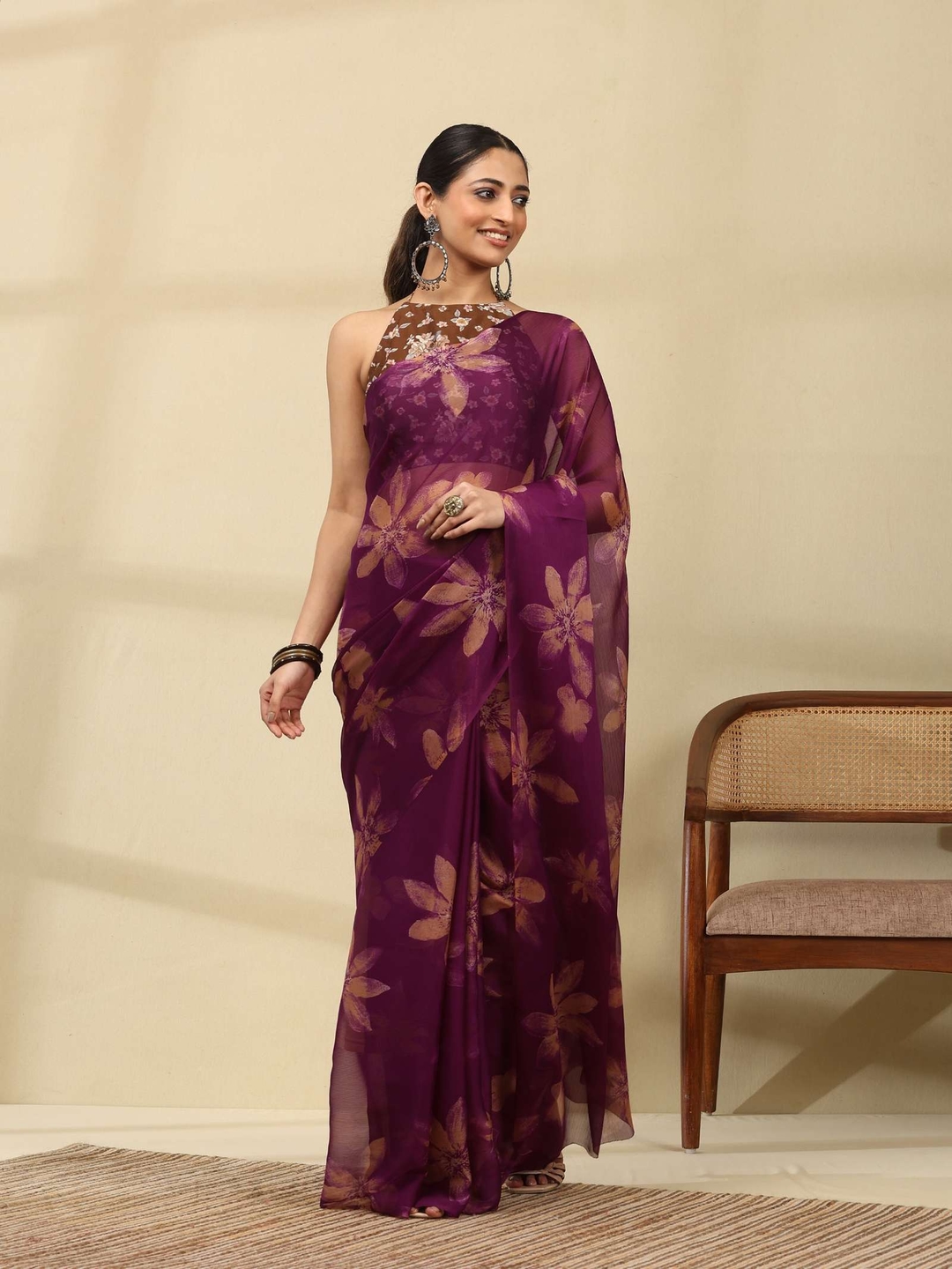 Women's Plain Japan Satin Silk Saree with Pearl Lace Border, Includes Unstitched Matching Blouse Piece 6
