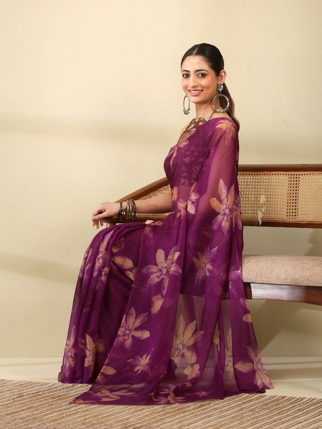 Women's Plain Japan Satin Silk Saree with Pearl Lace Border, Includes Unstitched Matching Blouse Piece 3