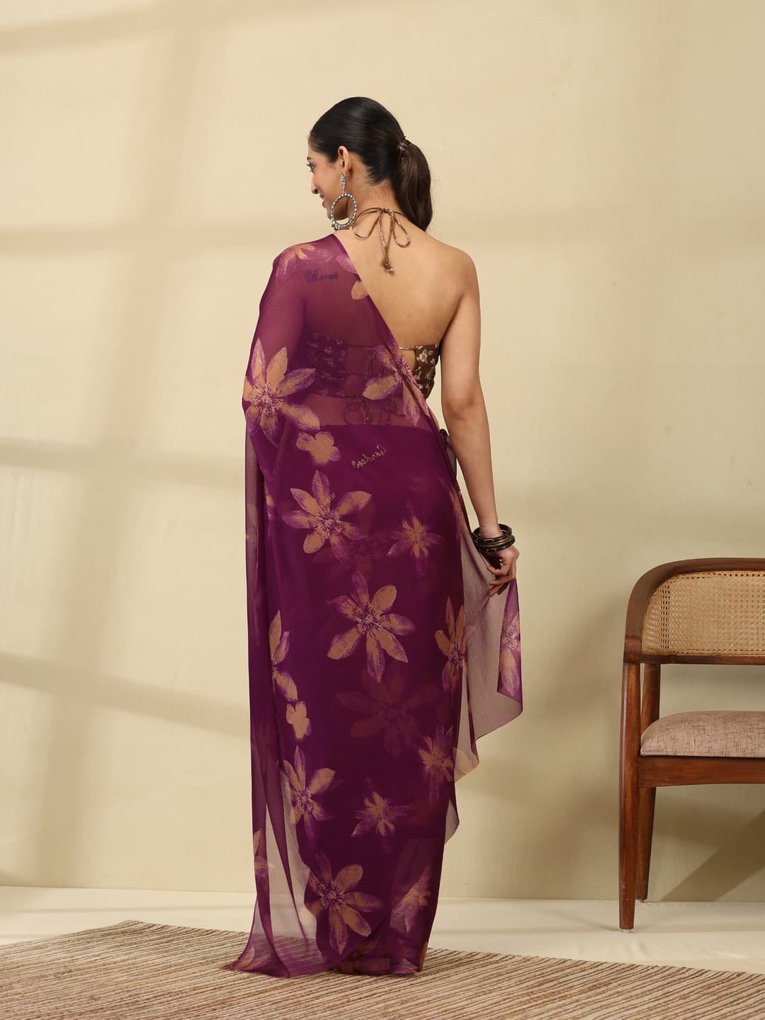 Women's Plain Japan Satin Silk Saree with Pearl Lace Border, Includes Unstitched Matching Blouse Piece 4