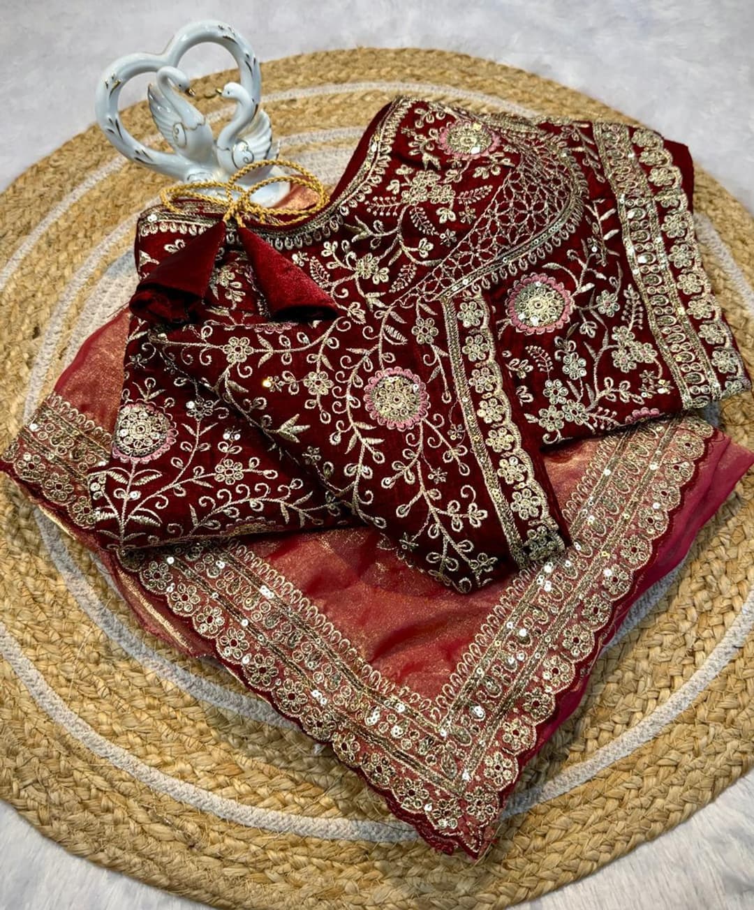 Shivshakti Collection Embellished Bollywood Satin Saree (Orange) 3