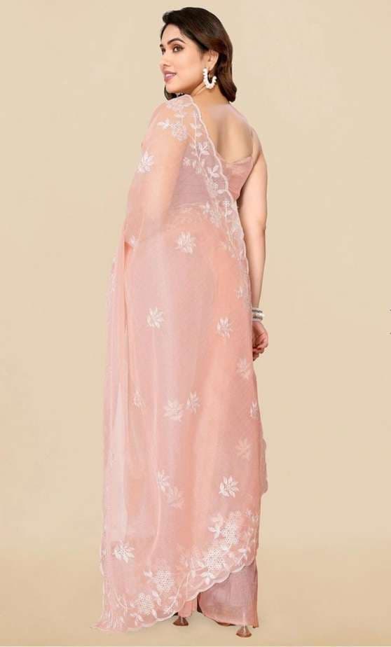 Awafu Soft Net Saree with Blouse 2