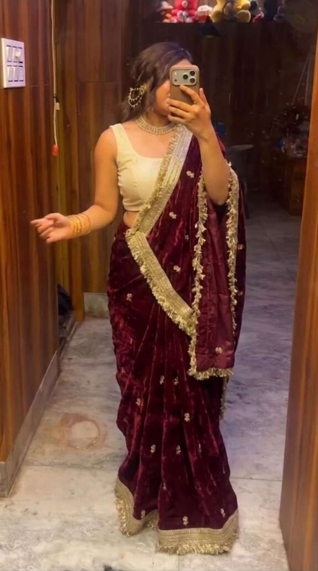 Samridhi Collection Embroidered Bollywood Tissue, Satin Saree 3