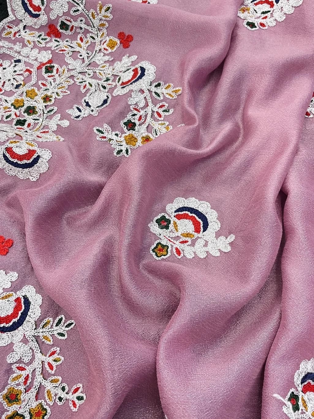 Latest Vichitra Silk Traditional Embroidery Bollywood Saree 4