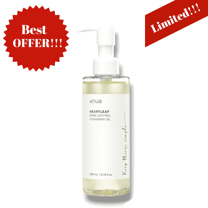 Anua Heartleaf Pore Control Cleansing Oil, Makeup Blackhead Remover, Oil Cleanser for Face, Korean Skin Care 200ml 1