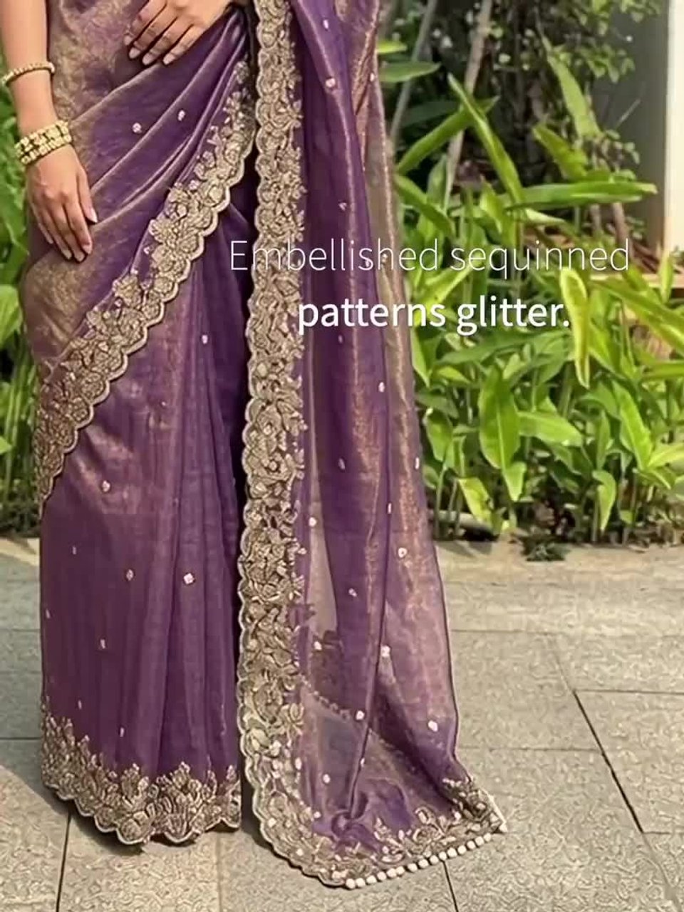 Embellished Embroidered Sequinned Sarees With Unstitched Blouse Piece 3