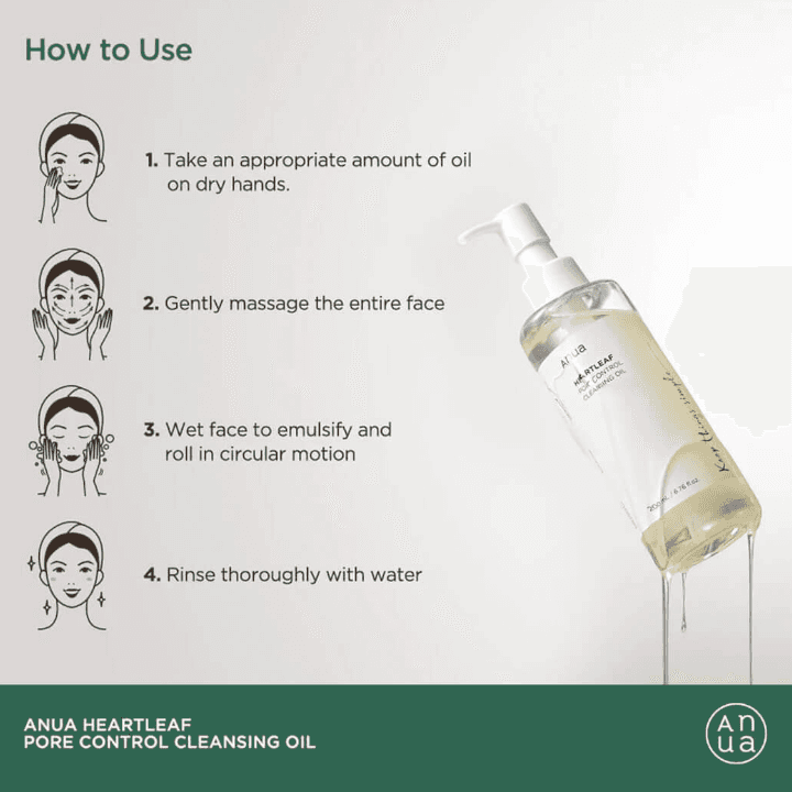 Anua Heartleaf Pore Control Cleansing Oil, Makeup Blackhead Remover, Oil Cleanser for Face, Korean Skin Care 200ml 4