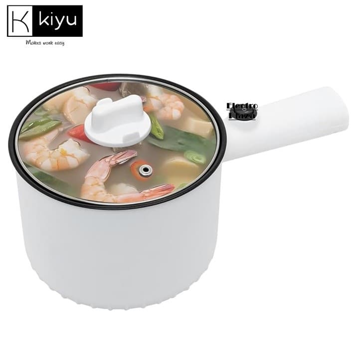 KIYU Electric Hot Pot Rapid Noodles Cooker, Non-Stick Hot Pot Electric Cooking Pan for Soup,Pasta, Steak, Perfect for Dorm and Camping, Steamer 22*