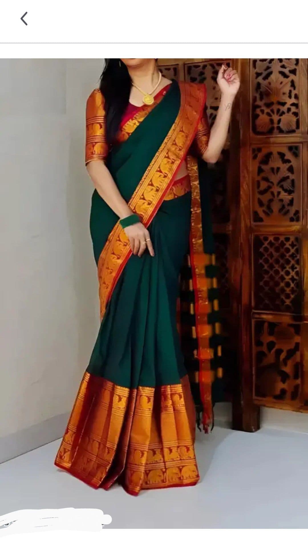 Pthani Cotton Silk Saree with Blouse Women's Traditional Indian Dress in Assorted Colors 4