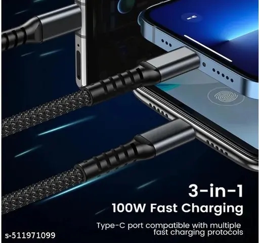 ransparent Luminous Super Fast Charging 3-in-1 Data Cable, 3-in-1 Super Fast Charging Cable, for lighting cable, Android, Type-C Devices (1pcs) 7