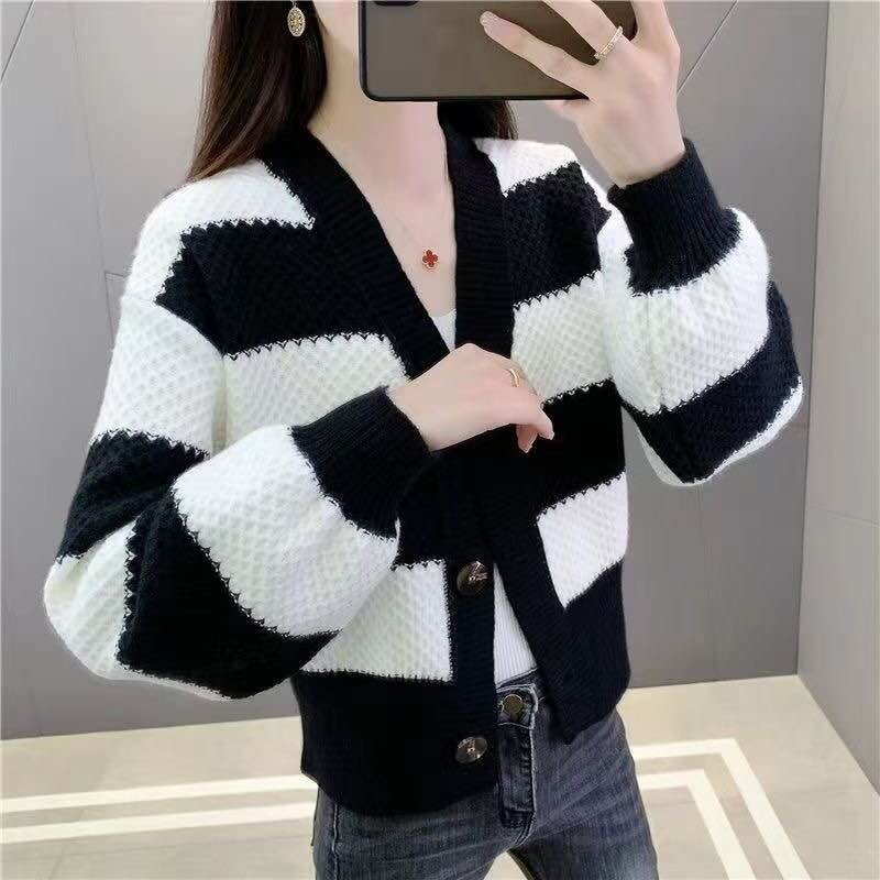 New Woolen Free Size Stripe Cardigans Sweater Free Size For Women 1