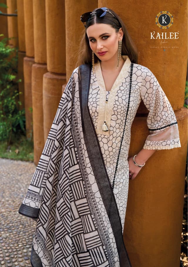 Cotton Kurti Sets For Women In Black And White