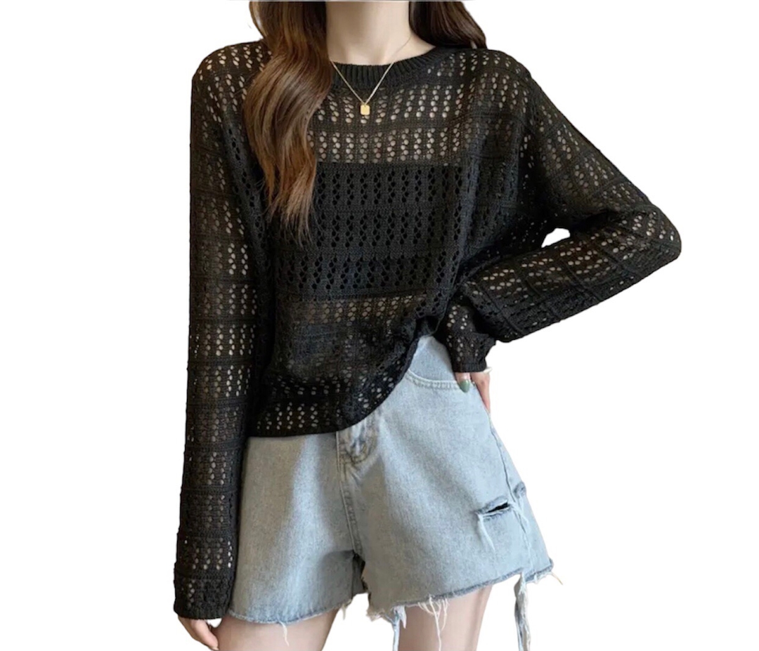 New Model Summer Two Pices Set Full Sleeve Net T shirt For Women 1
