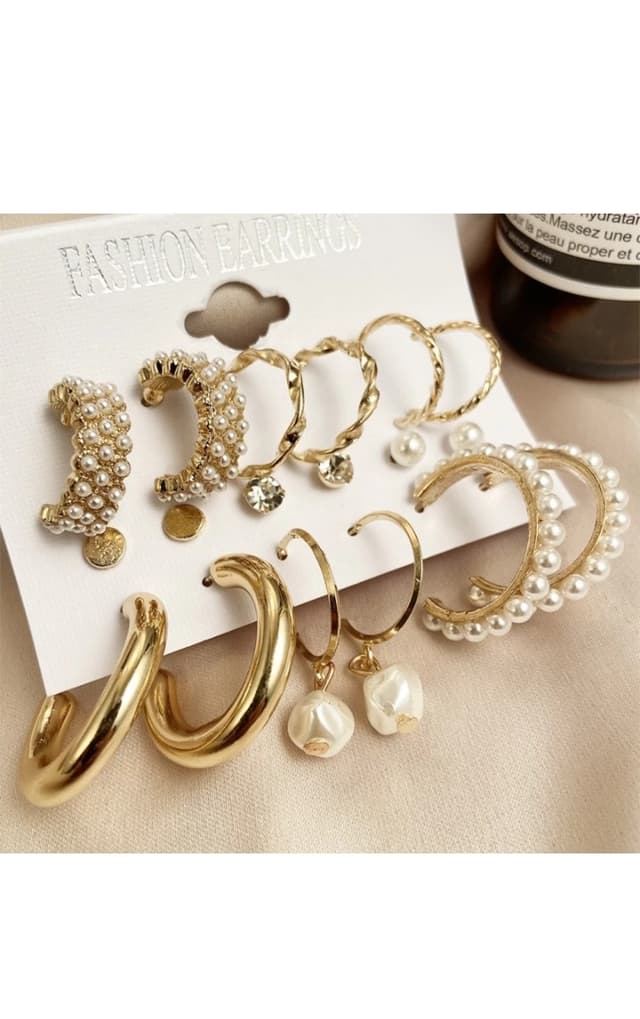 Earing Gold Plated Combo 9 Set Jora
