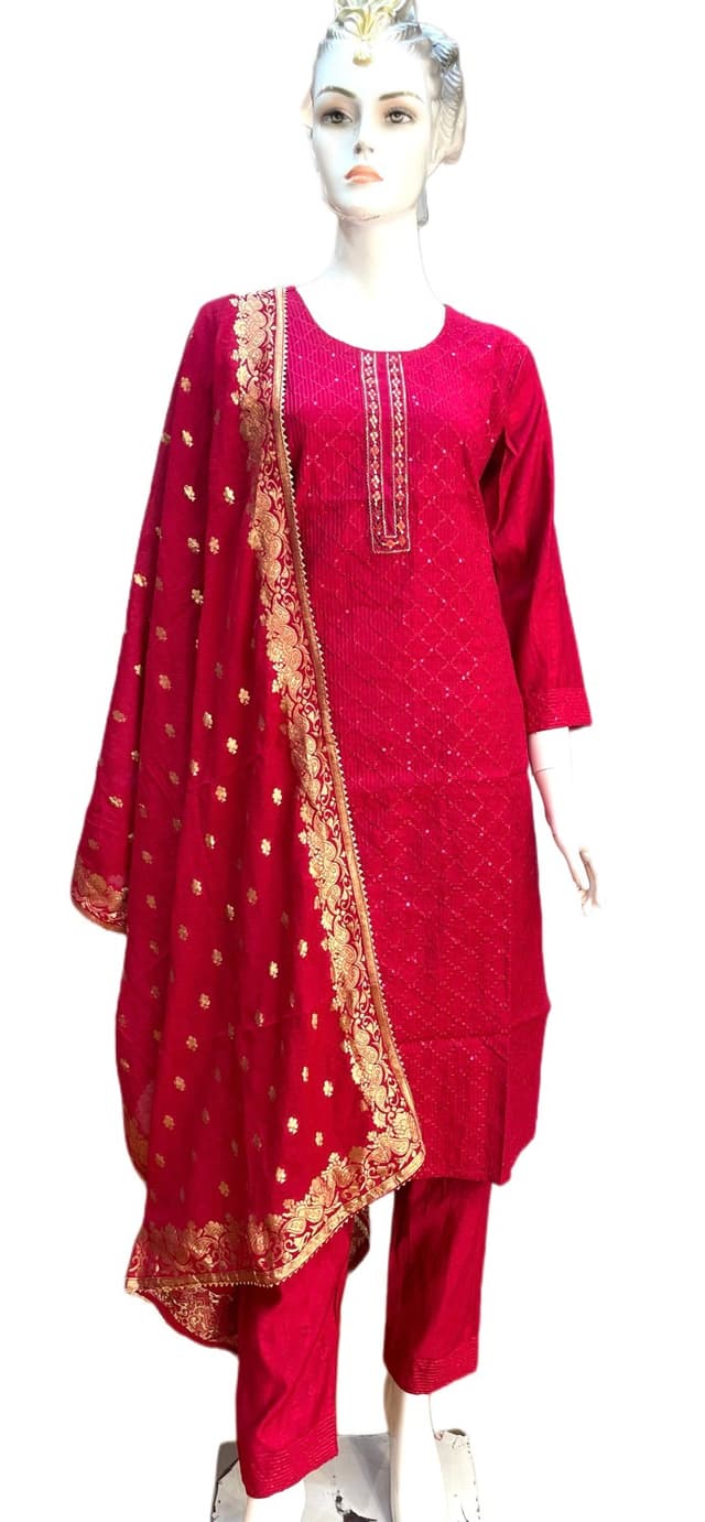 Mirror Worked Cotton Kurti Sets For Women