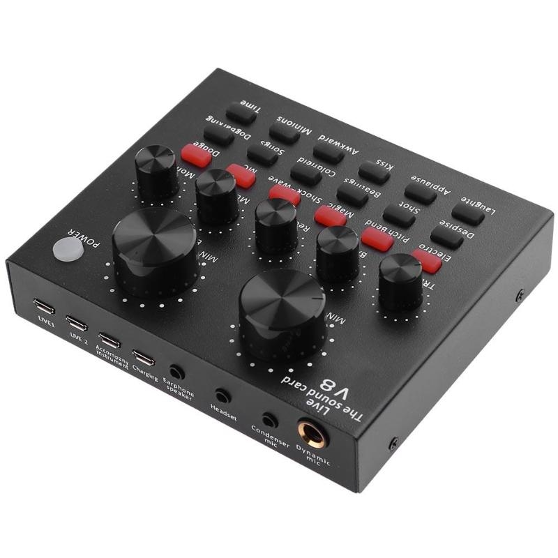 V8 soundcard Portable Audio Mixer Interface For Live Streaming / Recording 1