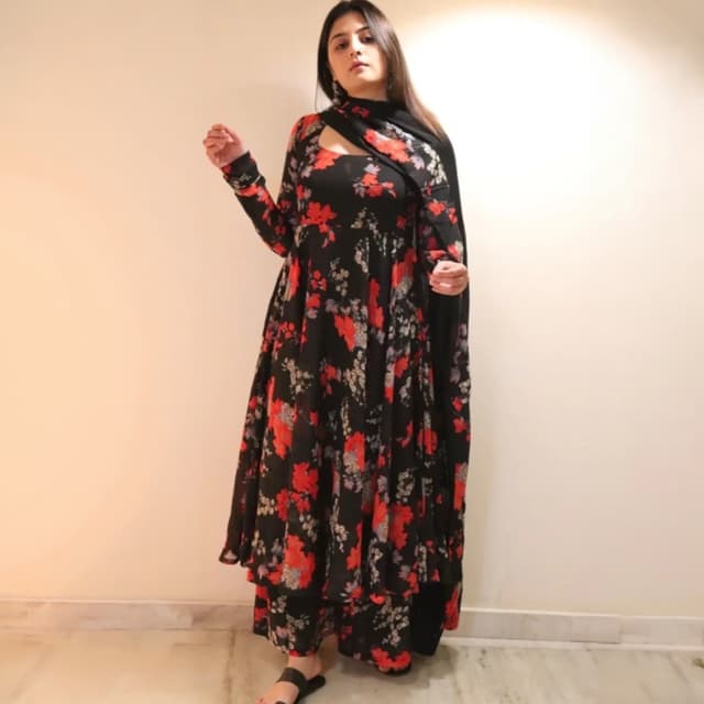 Anarkali Gaun Dupatta Plazo