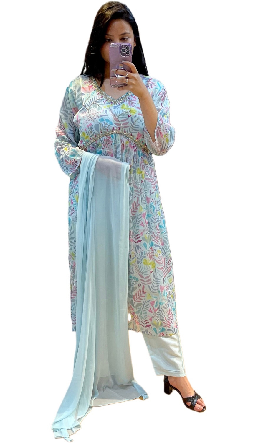 Aliya Cut Design Kurti Sets In Chinon 1