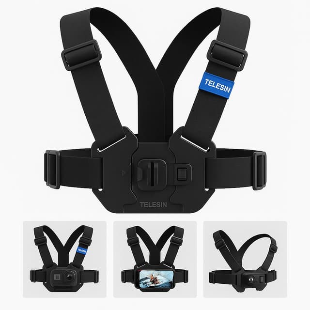 TELESIN Quick-release Universal Chest Mount Harness Vest Style Chest Strap For GoPro Hero 4 To 13 Hero Session, Insta 360 x3,x4,x5 Series DJI Osmo Action Cameras, Black and Cellphones(Mobile)