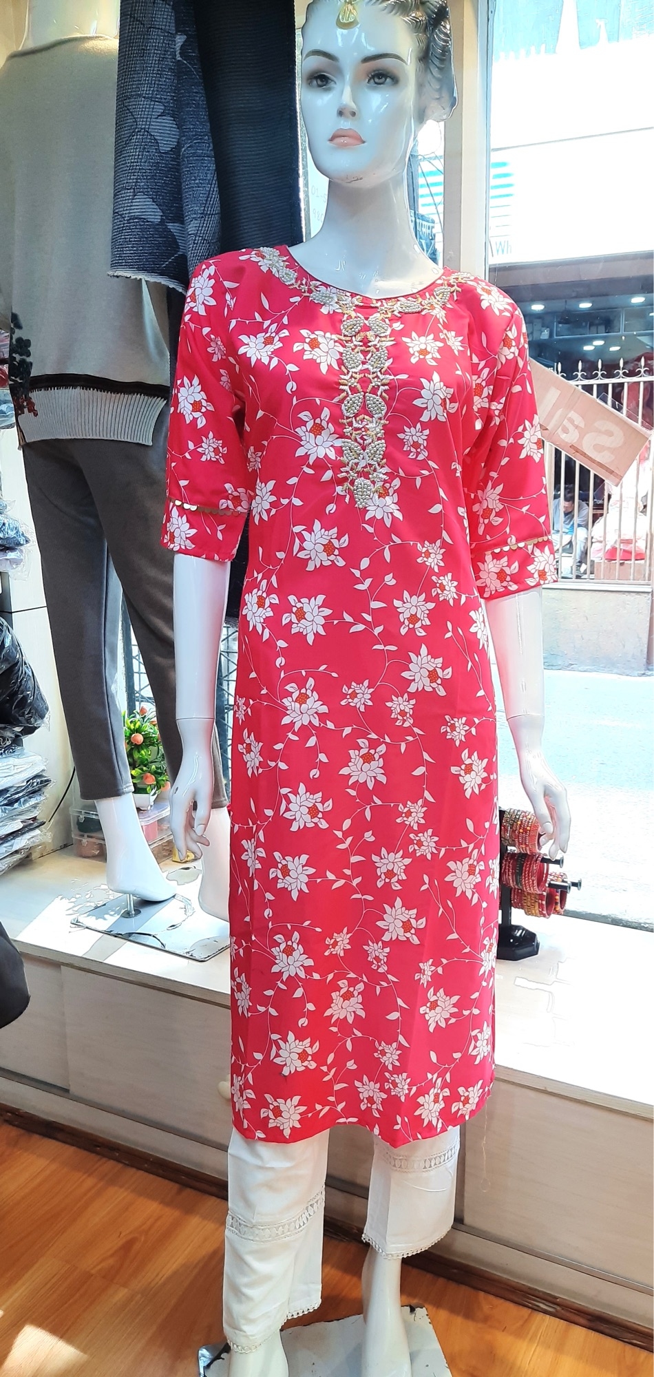 Rayon Cotton Kurti Sets For Women In Pink Colour 1