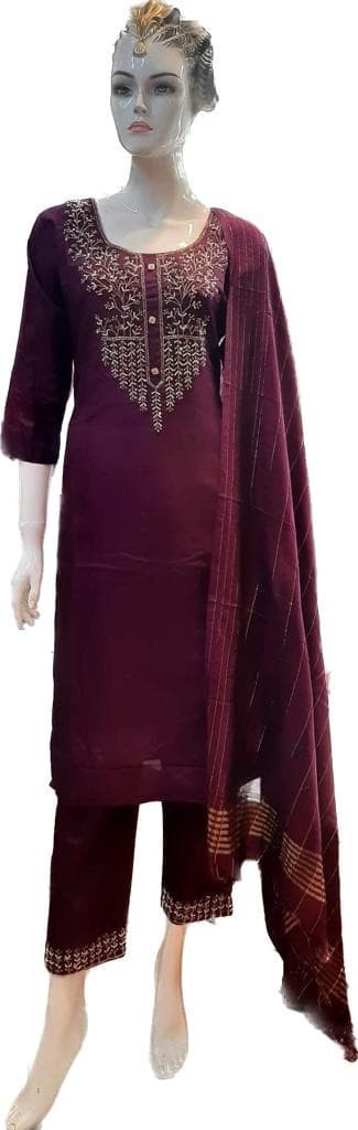 Silk Kurti Sets For Women In Purple Color