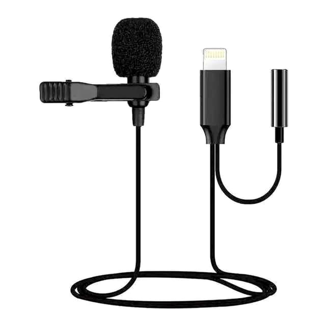 2 in 1 Lavalier Microphone for iPhone Mic Lightning with Audio Monitor Jack