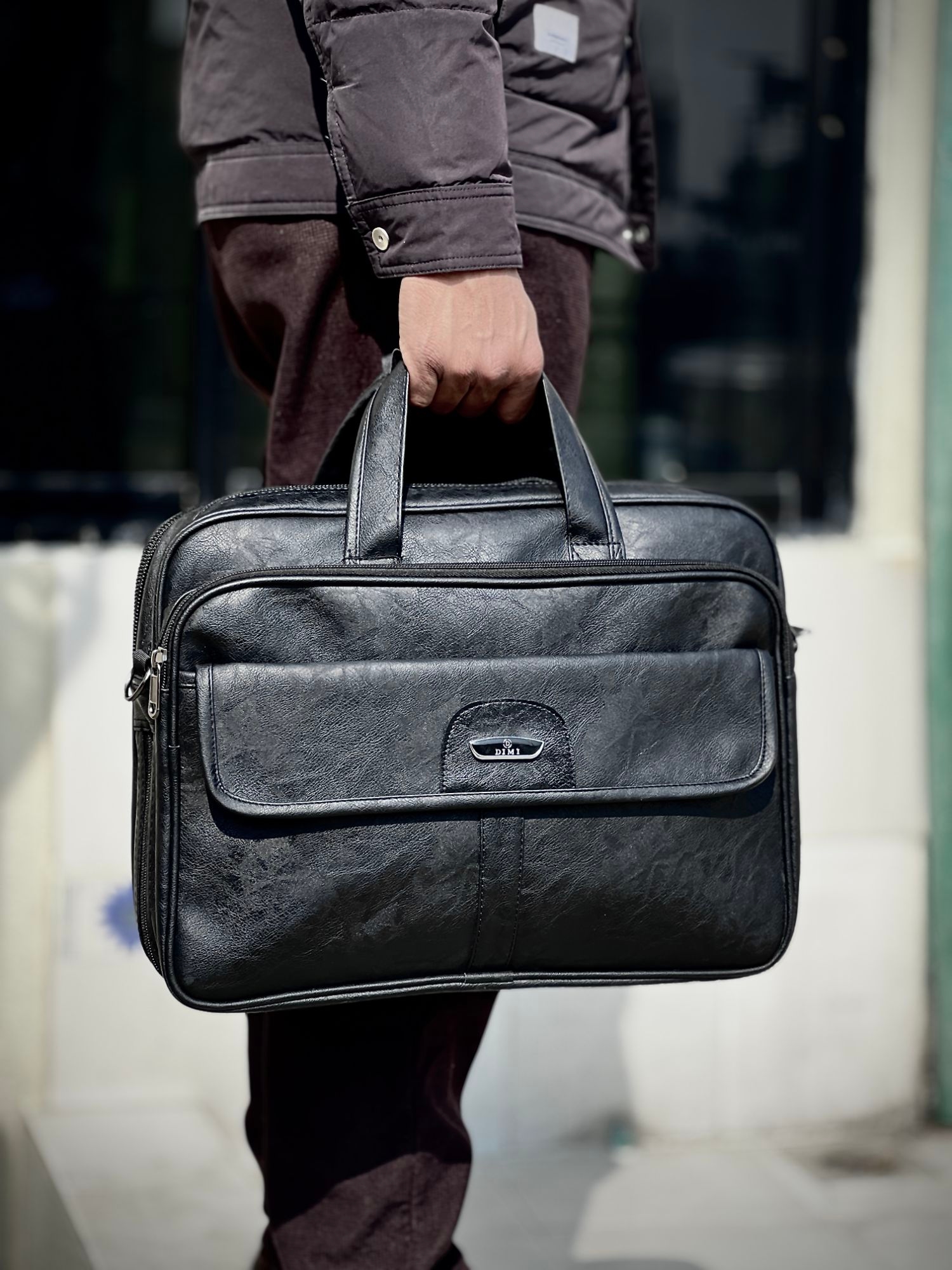 Premium Brown PU Leather Office File Bag | Laptop & Document Business Briefcase for Men 1