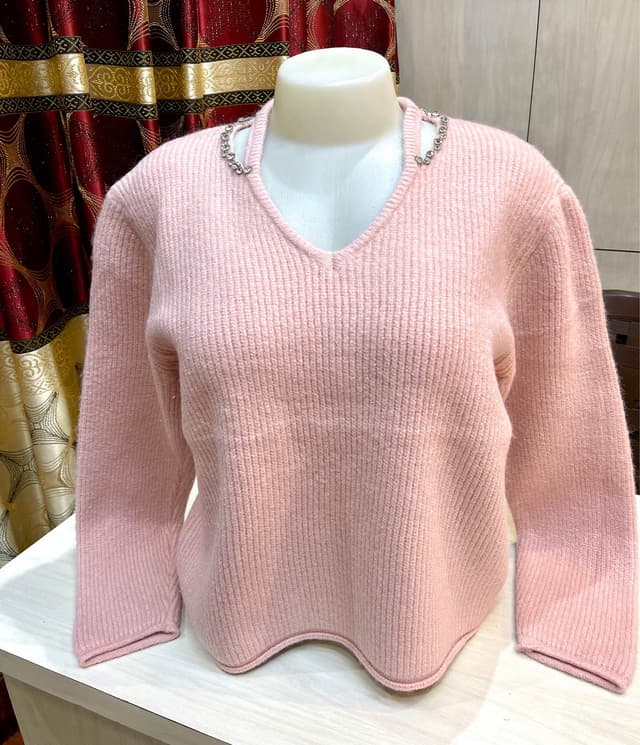 Woolen Woven Design Cropped Sweatshirt For Women